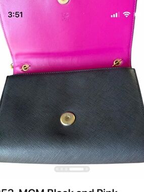 MCM Patricia Colorblock Crossbody Wallet on Chain Black Pink Gold Hardware